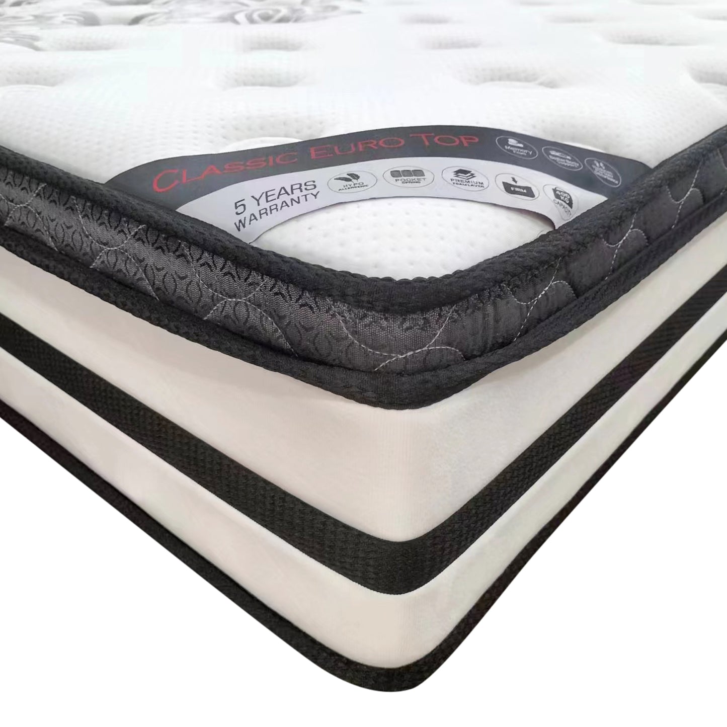 Micro Pocket Spring 31cm High Classic Euro Top Mattress