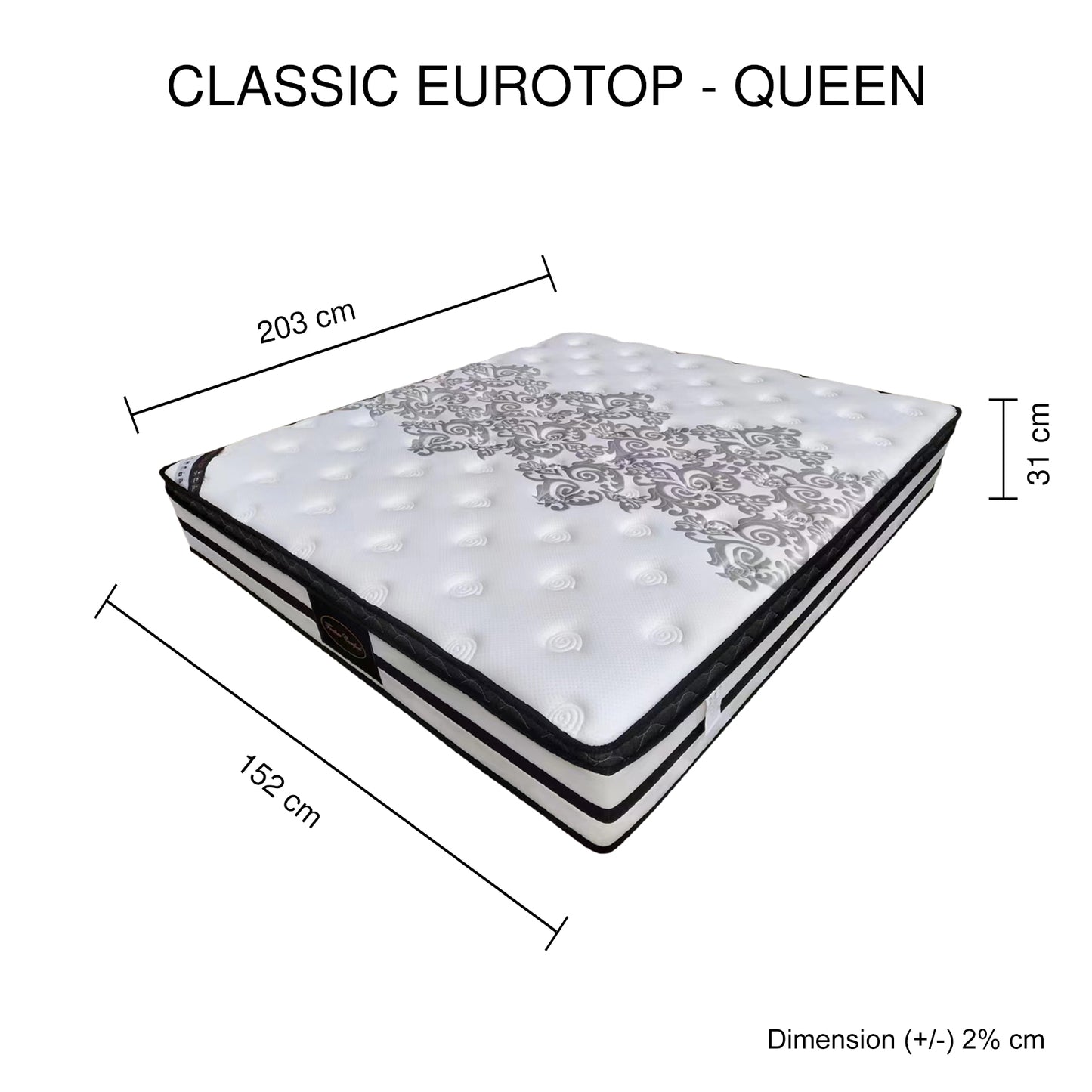 Micro Pocket Spring 31cm High Classic Euro Top Mattress