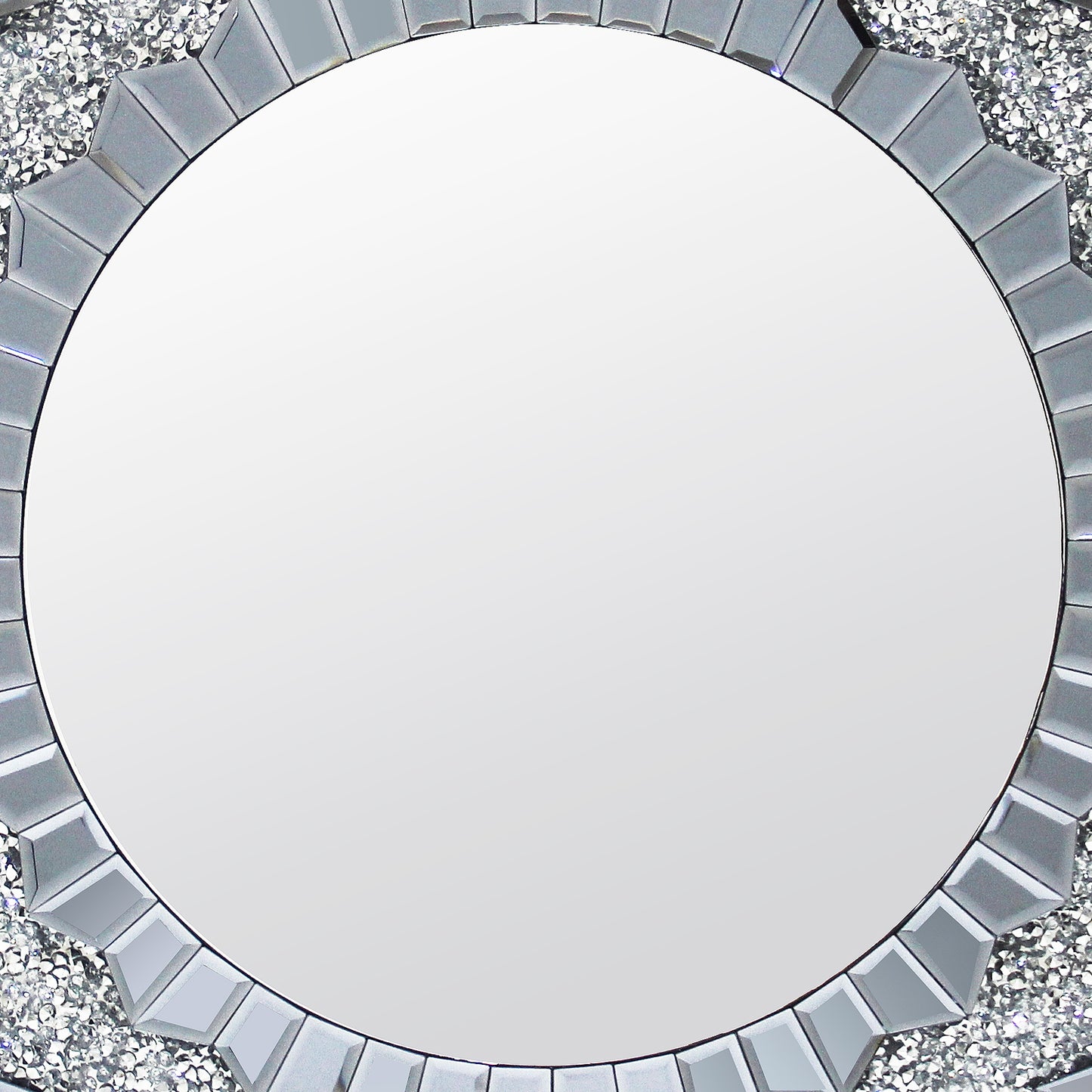 Glamorous Smokey Grey and Silver Crystal-Adorned Wall Mirror Premium Quality MDF & Glass