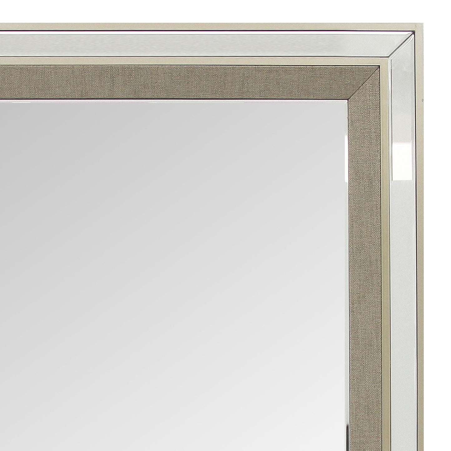 Decorative Silver Wall Mirror MDF Construction, Matching Fabric, Rectangular Shape