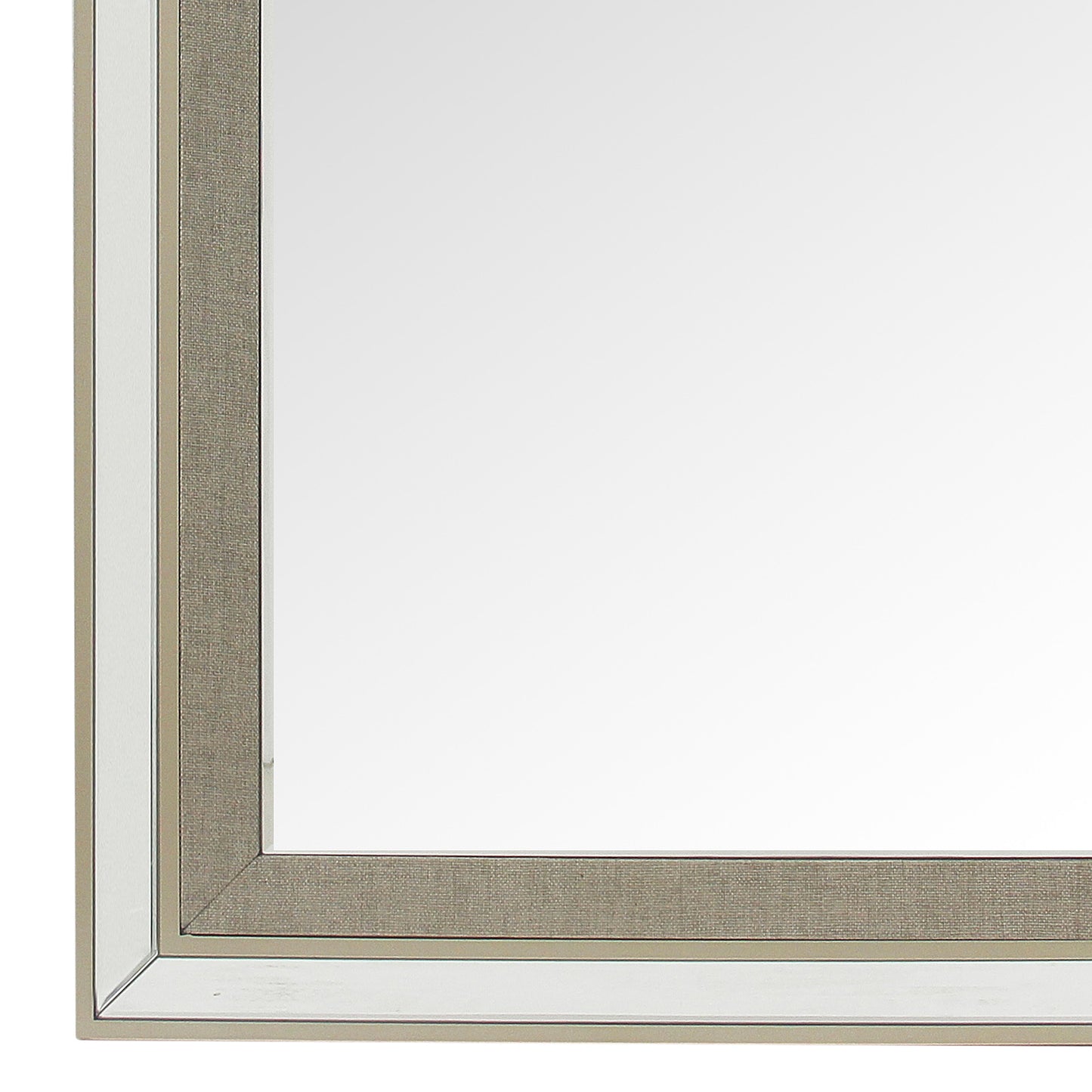 Decorative Silver Wall Mirror MDF Construction, Matching Fabric, Rectangular Shape