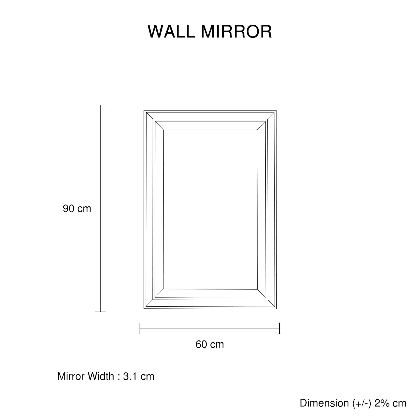 Decorative Silver Wall Mirror MDF Construction, Matching Fabric, Rectangular Shape