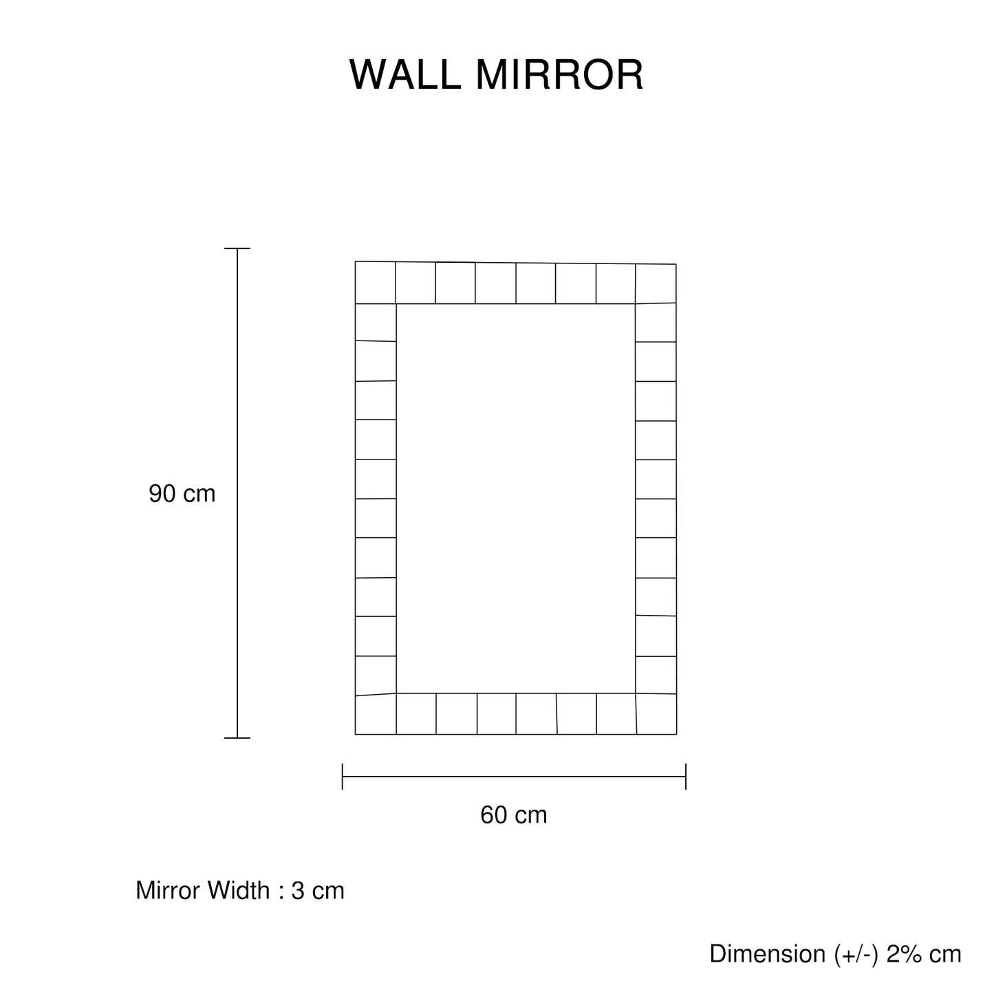 Decorative Rectangular Wall Mirror in Silver MDF with Clear Image and Versatile Hanging Options