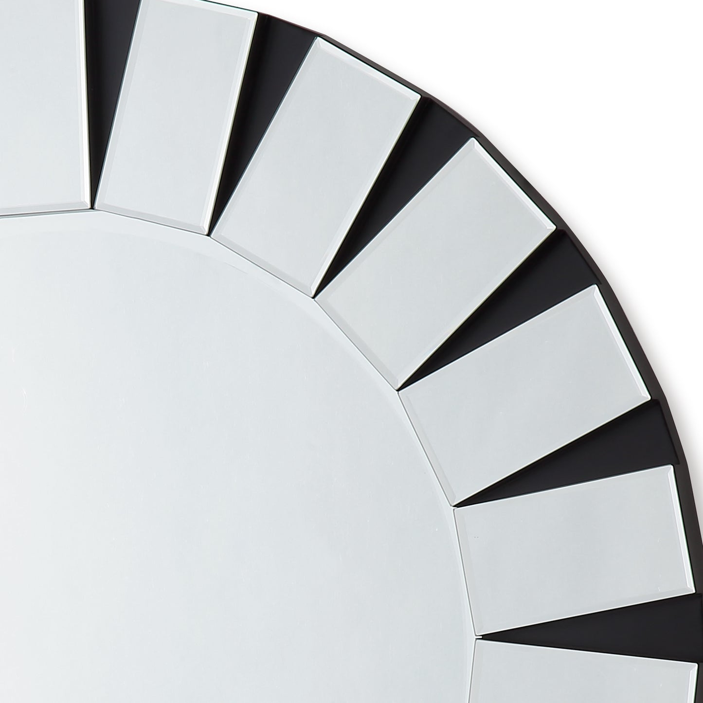 Angel Wall Mirror Clear Image MDF Construction Round Shape Combination of Black & Silver Colour