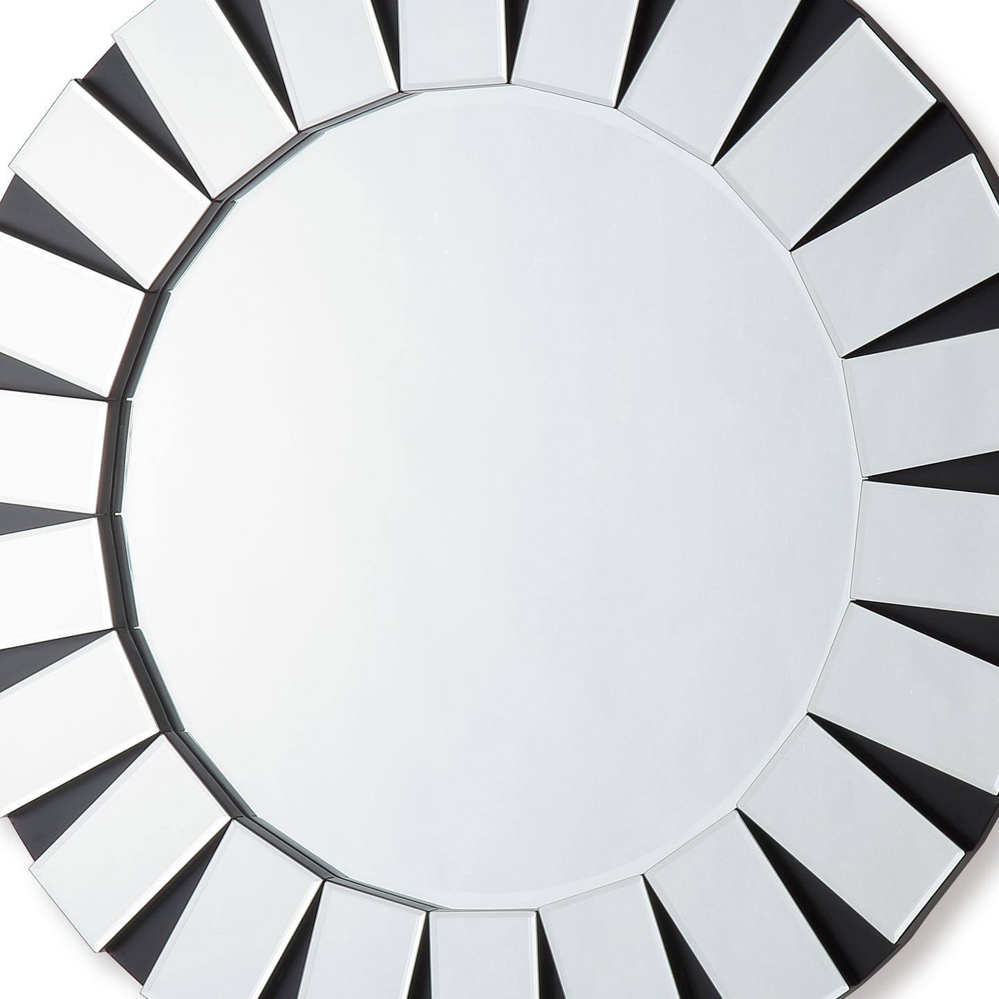 Angel Wall Mirror Clear Image MDF Construction Round Shape Combination of Black & Silver Colour
