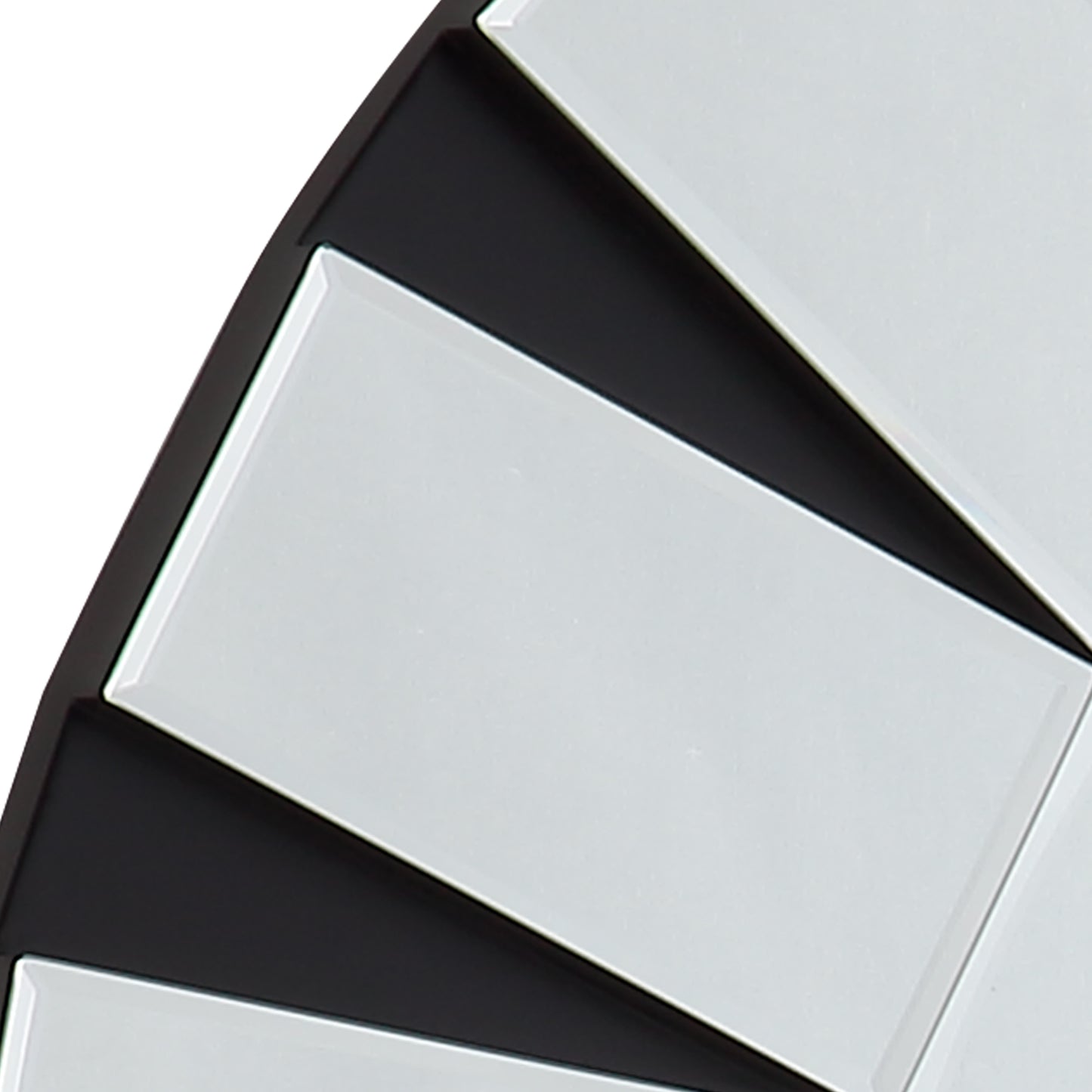 Angel Wall Mirror Clear Image MDF Construction Round Shape Combination of Black & Silver Colour