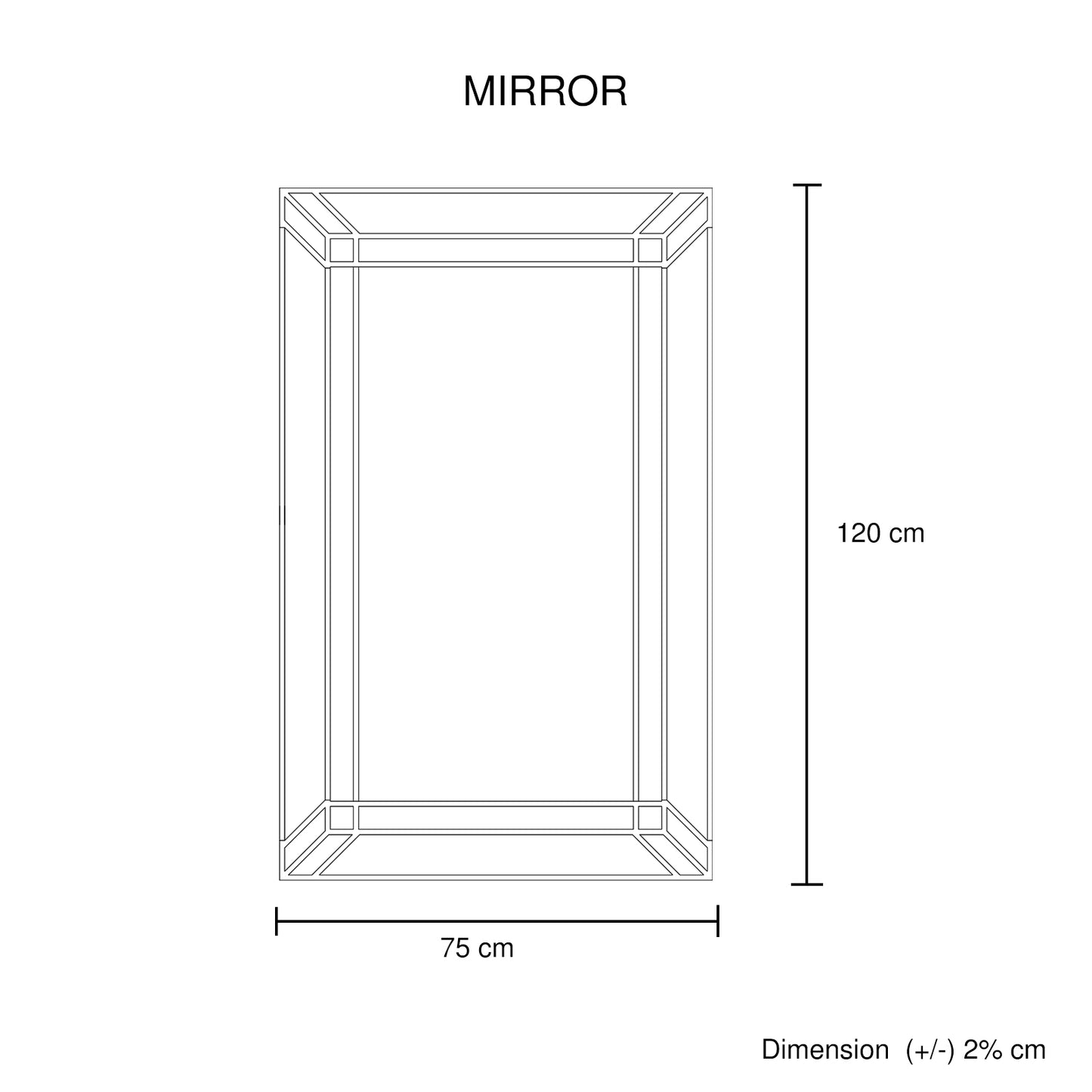 Antique Premium Rectangular Gold Mirror with Double Layer Border and Sturdy MDF Construction