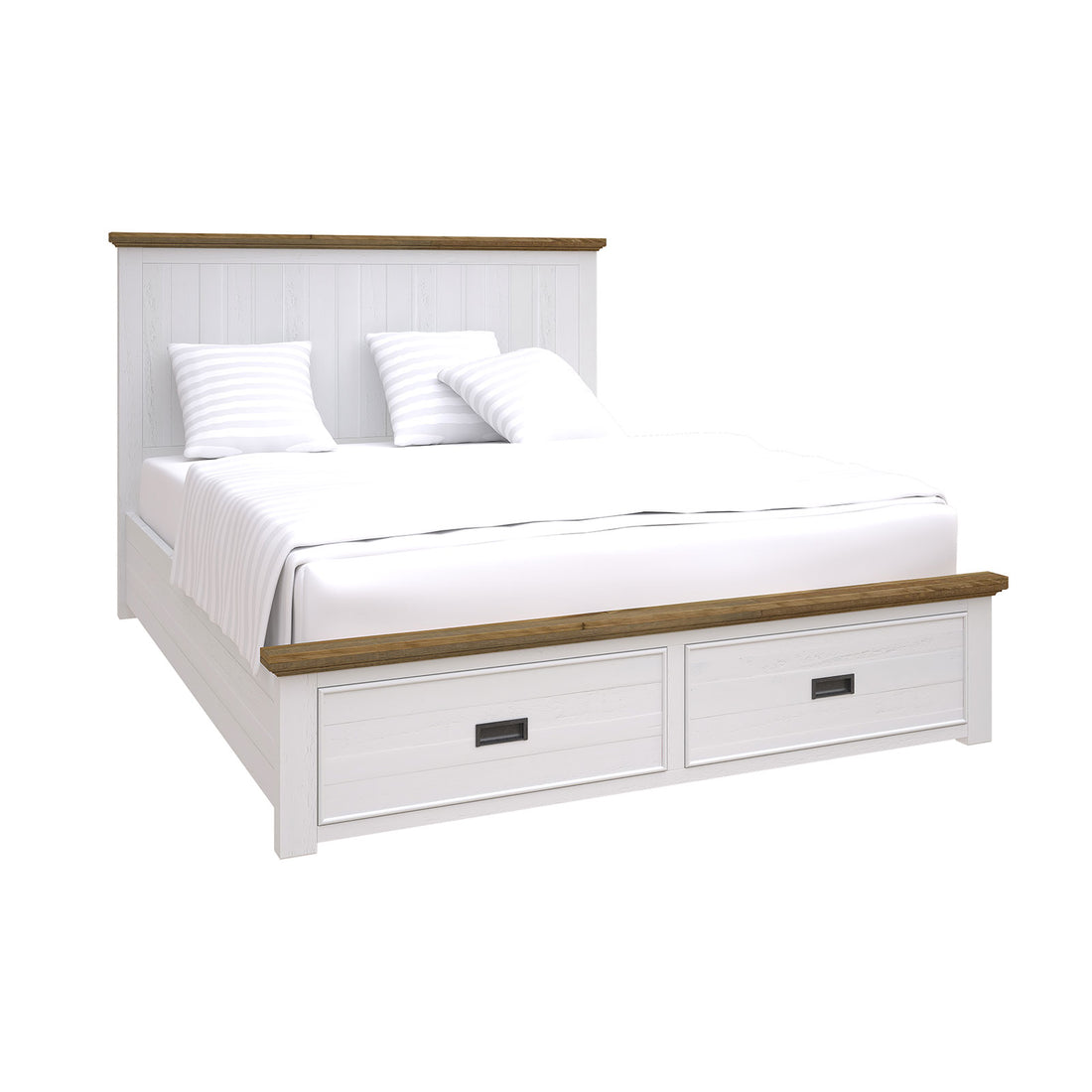 Marley Miami White Pine Wood Bed with Storage Drawers