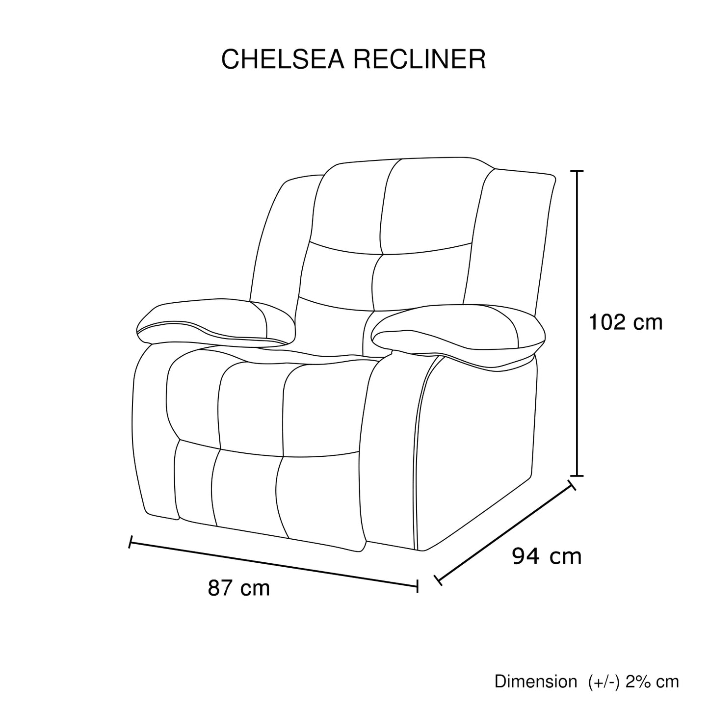 Chelsea 1R Seater Finest Leatherette Recliner Feature Console LED Light Ultra Cushioned