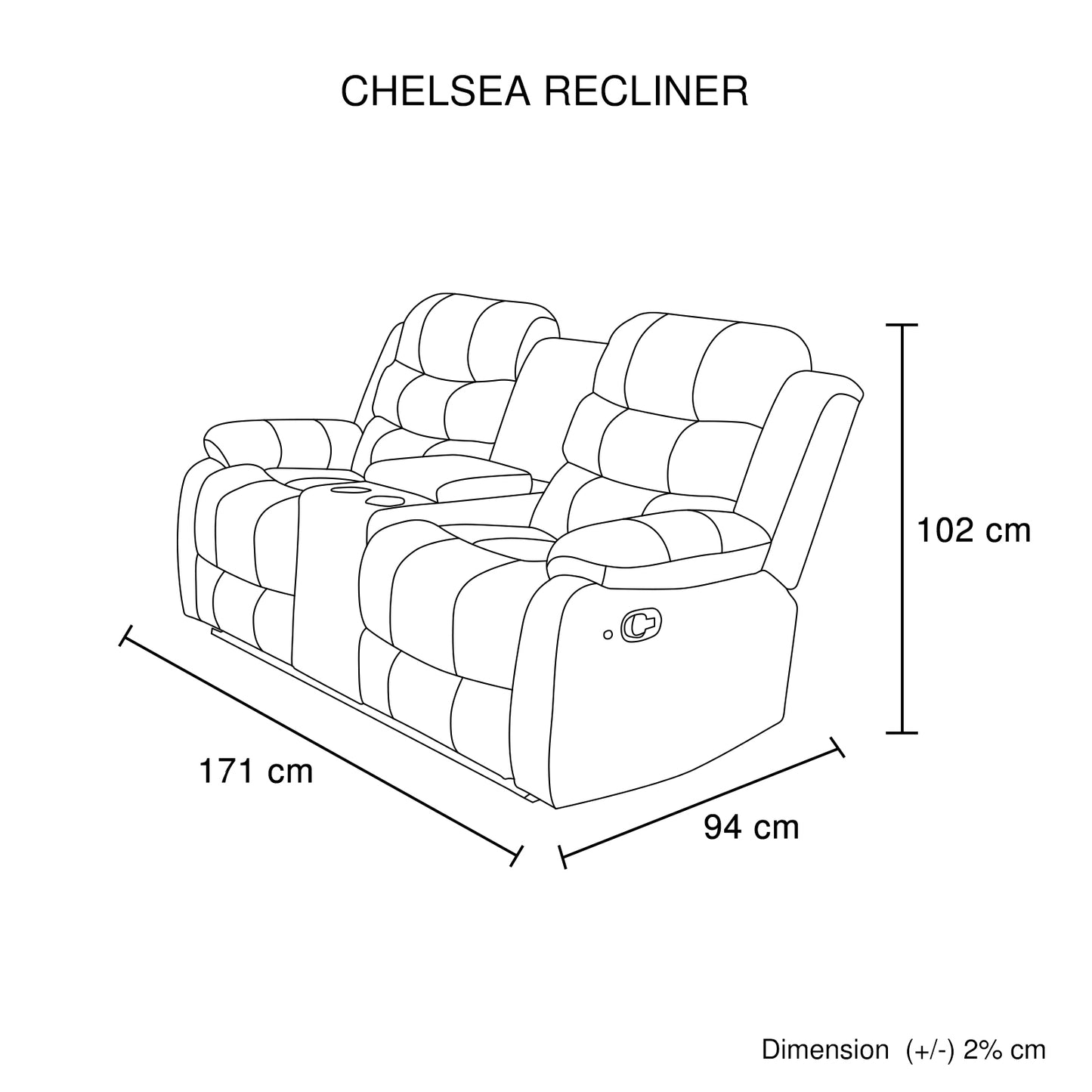 Chelsea 3R+2R Seater Finest Leatherette Recliner Feature Console LED Light Ultra Cushioned