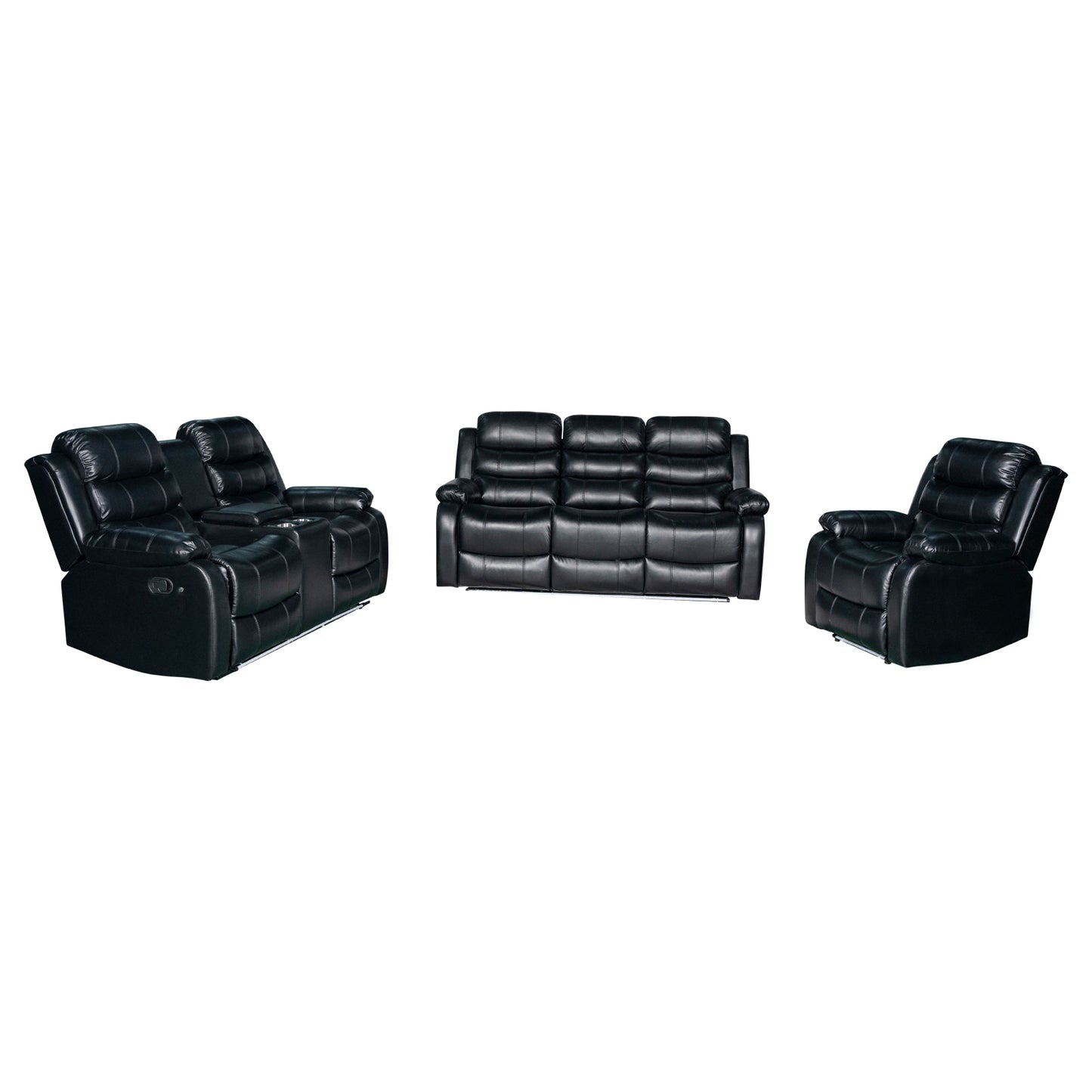 Chelsea 3R+2R+1R Seater Finest Leatherette Recliner Feature Console LED Light Ultra Cushioned