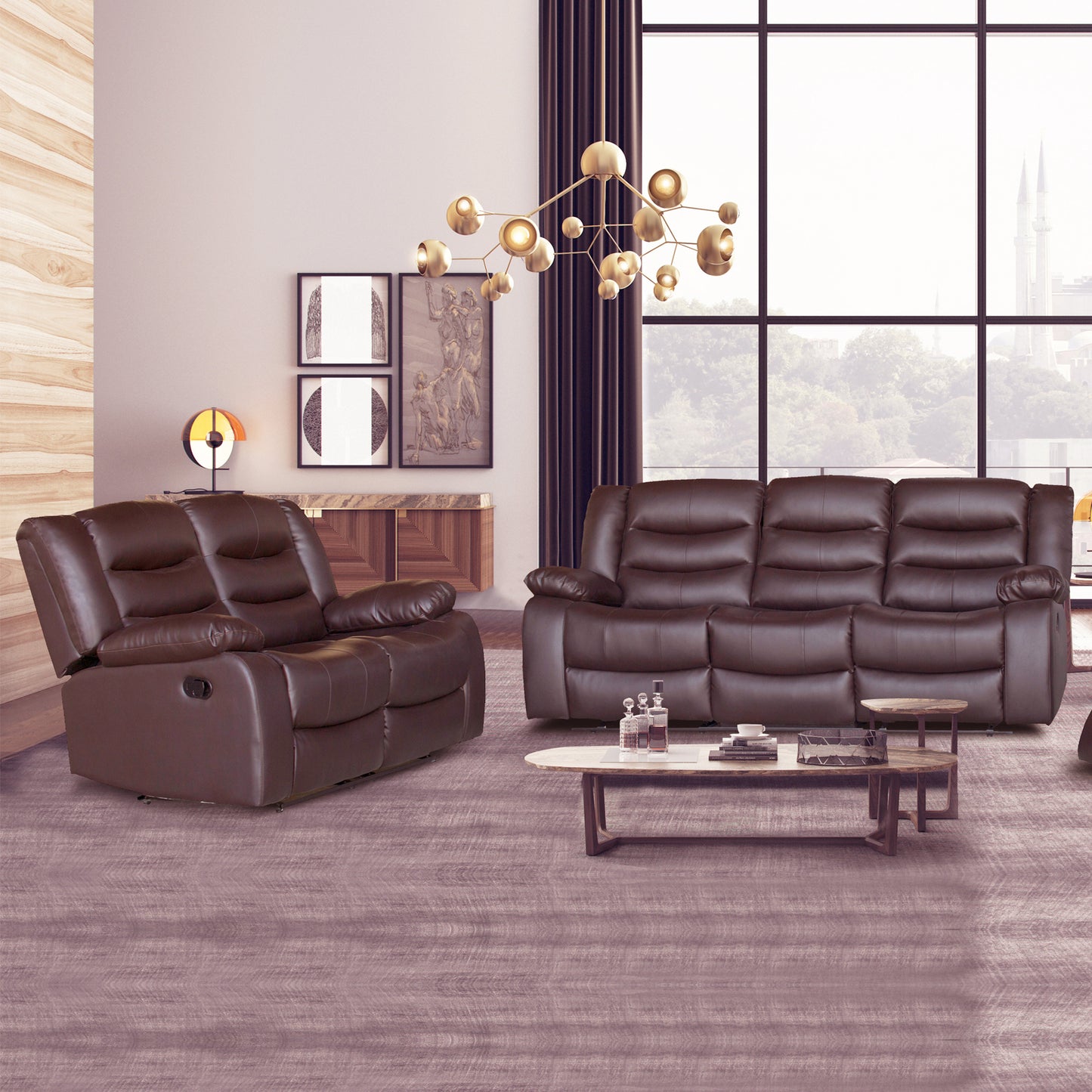 Fantasy 3+2 Seater Recliner Sofa In Faux Leather Lounge Wooden Frame Couch In Multiple Colour