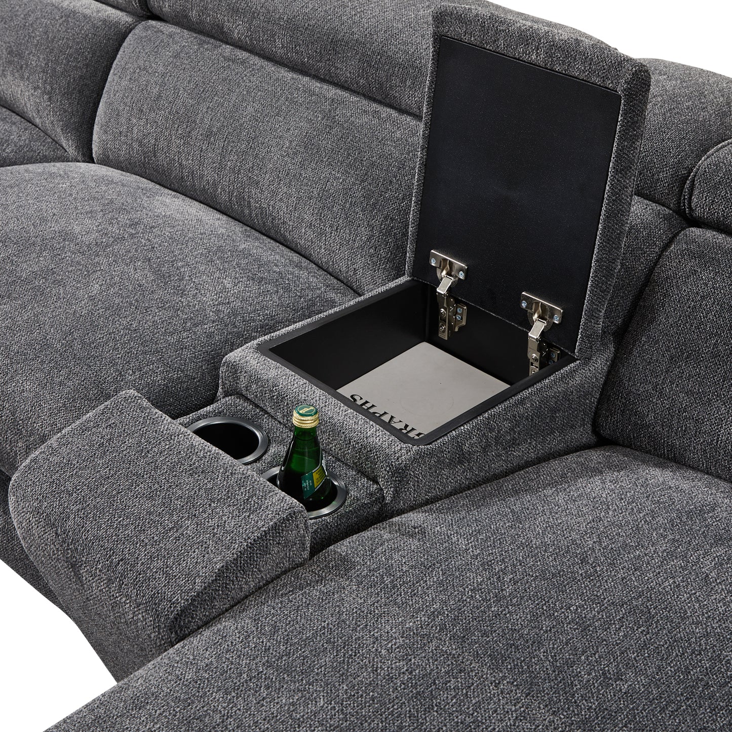 Sorrento Corner Sofa Right Hand Chaise Premium Fabric Electric Recliner with Manual Headrest Cup-holder Charging Point Lighting