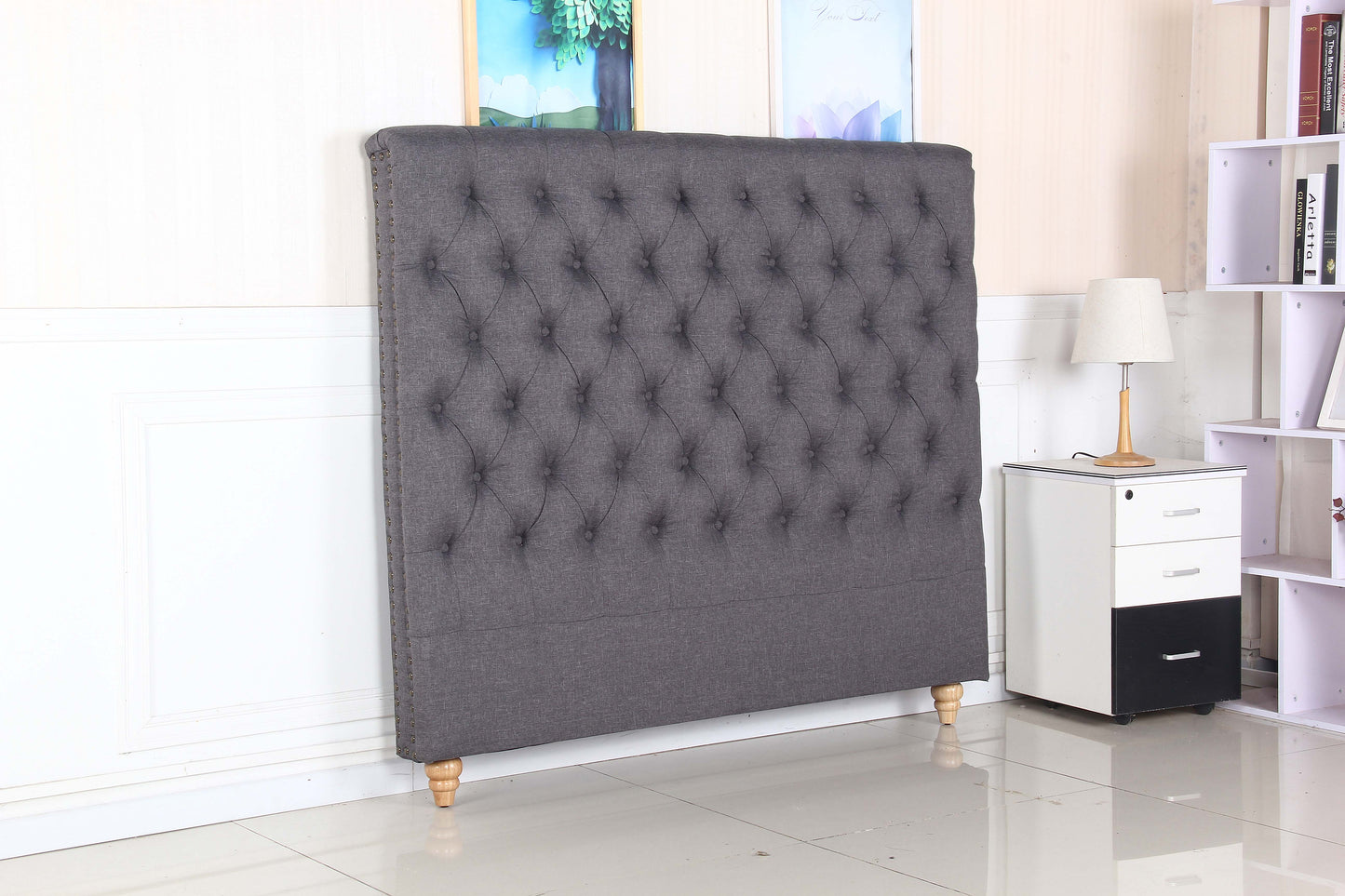 Sean Fabric Bed Headboard In French Provincial Design in Multiple Size and Colors
