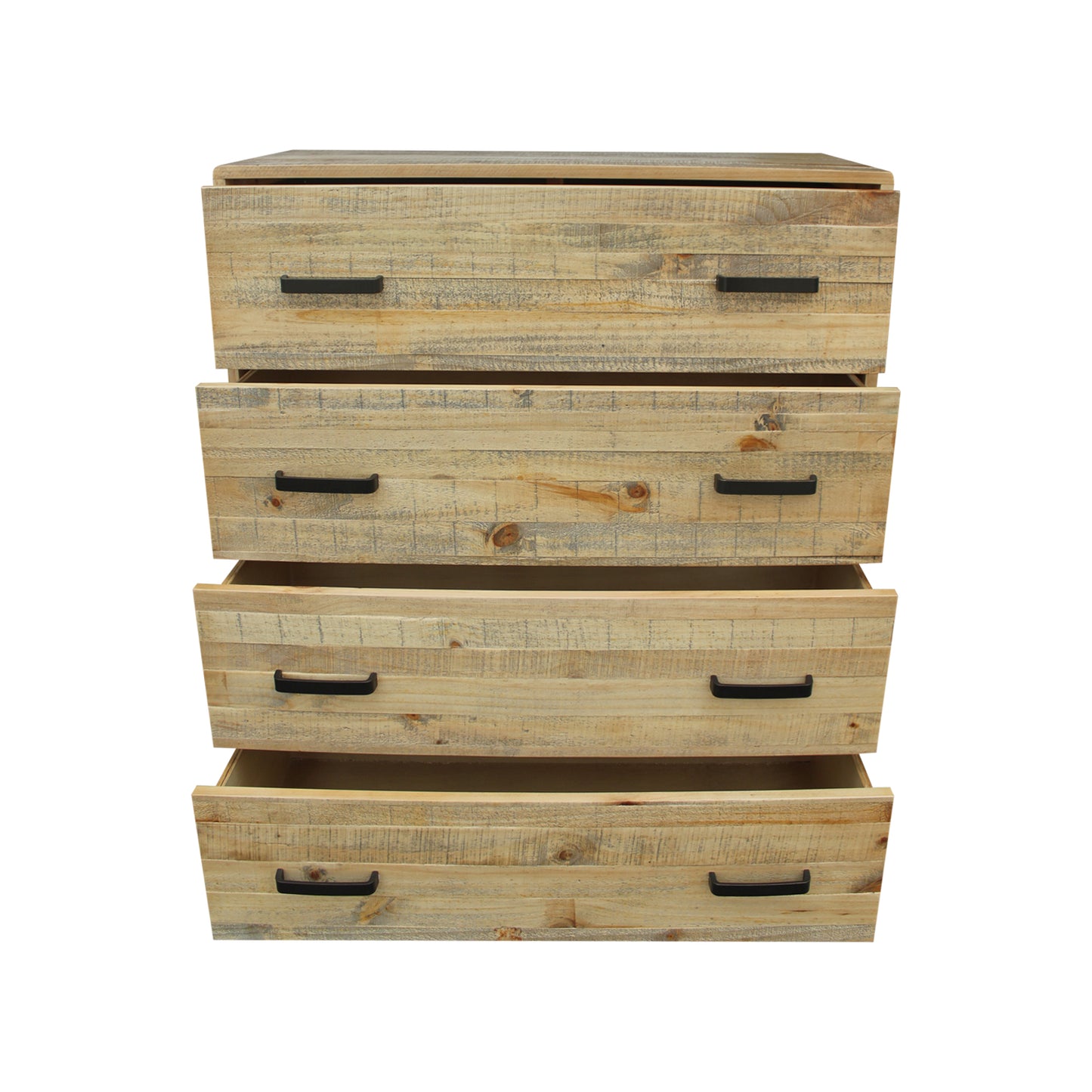 Woodland Rustic Texture 4 Drawers Tallboy In Solid Pine Timber