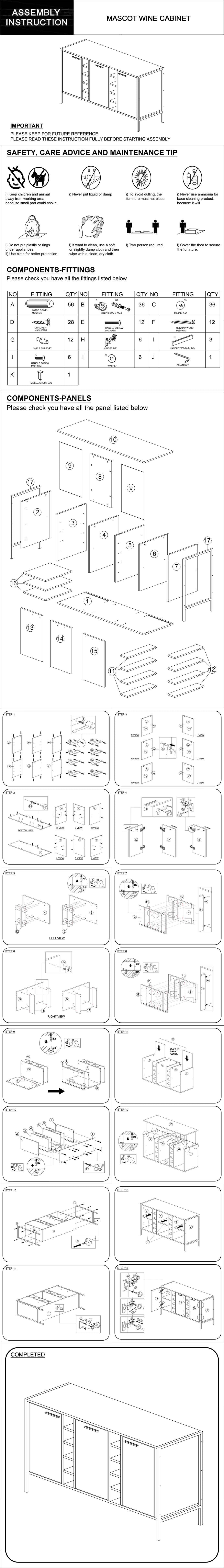 Mascot Wine Cabinet With 3 Storage & Open Selves Bar Cabinet Made Of Particle Board In Oak Colour
