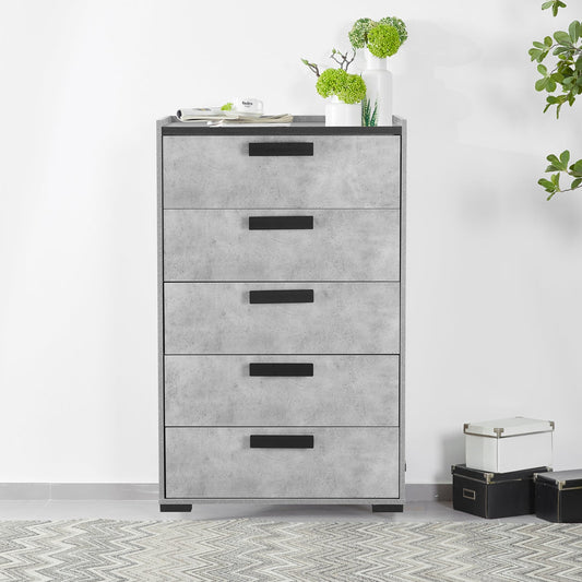 Copper Contemporary 5 Drawers Tallboy with Sleek Metal Handles