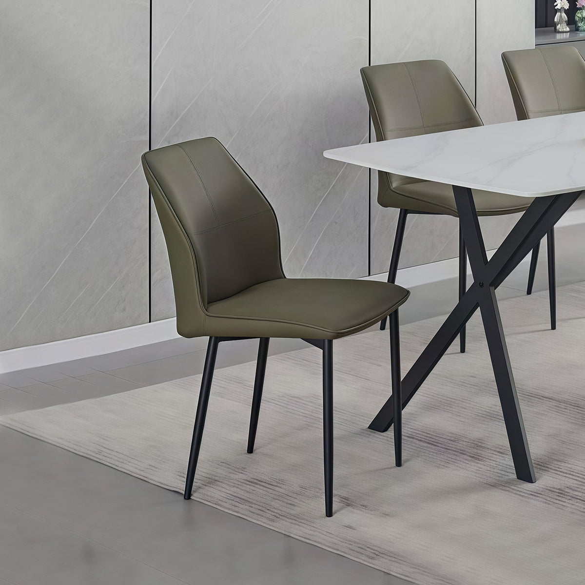 Billy 6x Dining Chair Faux Leather Upholstered Seat Powder Coated Iron Legs