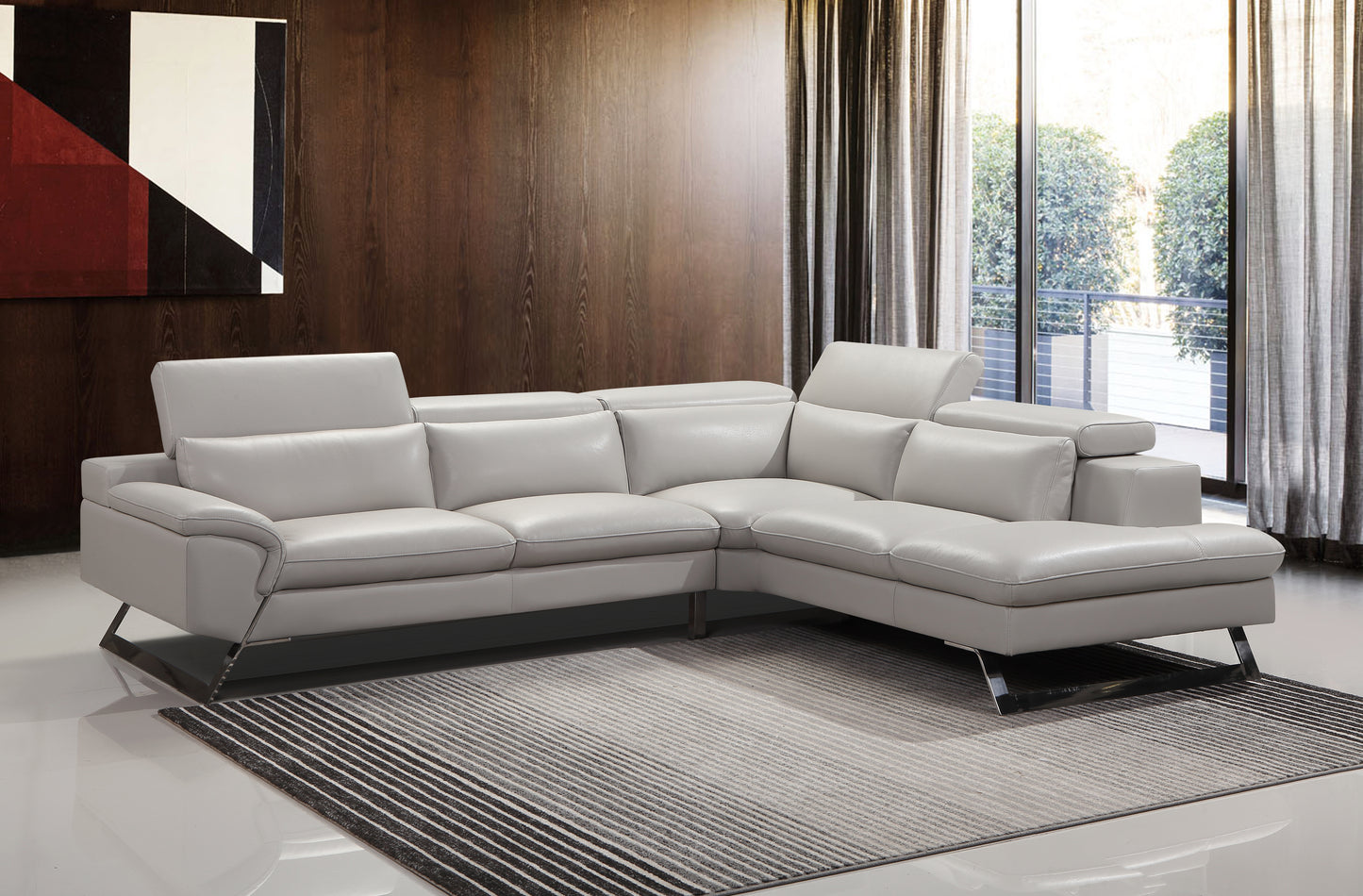 Marina 5 Seater Leatherette Corner Sofa with Chaise in Cream Colour