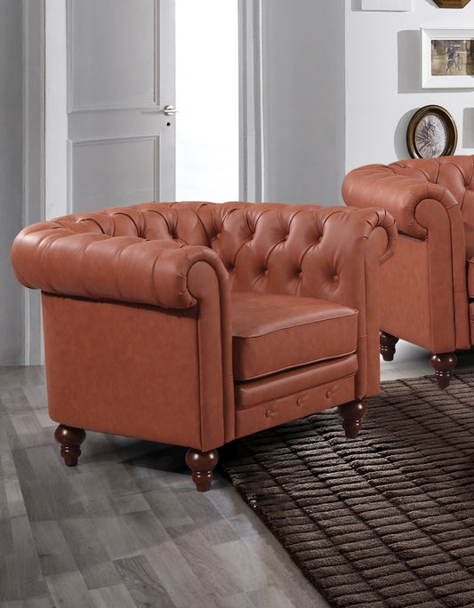 Madeline 1S Brown Colour Premium PU Leather Sofa