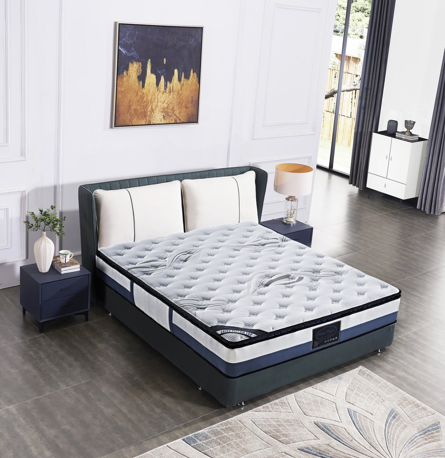 Latex Pillow Top 100% Natural Latex Layer Pillow Top Pocket Spring Medium Firm Mattress
