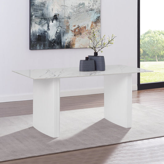 Scarlet Dining Table Sintered Stone Top MDF Table Base High Gloss Paint