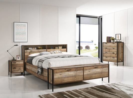 Mascot Queen With Storage Particle Board Bed Frame in Oak Colour