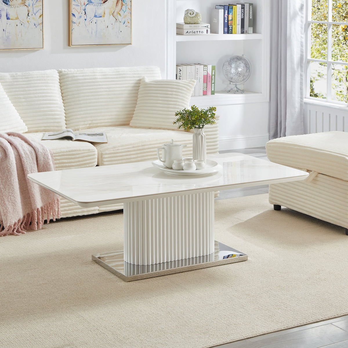 Aspen Gloss White Ceramic Coffee Table with Steel Base
