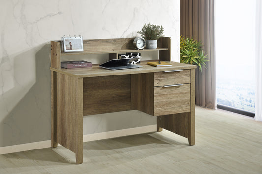 Cielo 2 Drawers Natural Wood Like MDF Study Desk with Pole Legs