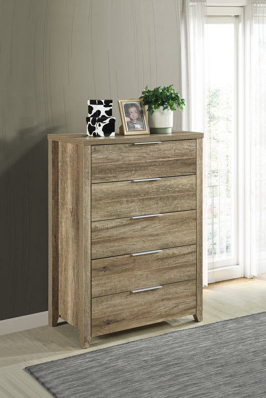 Cielo Natural Wood Like MDF 5 Drawers Tallboy in Multiple Colour