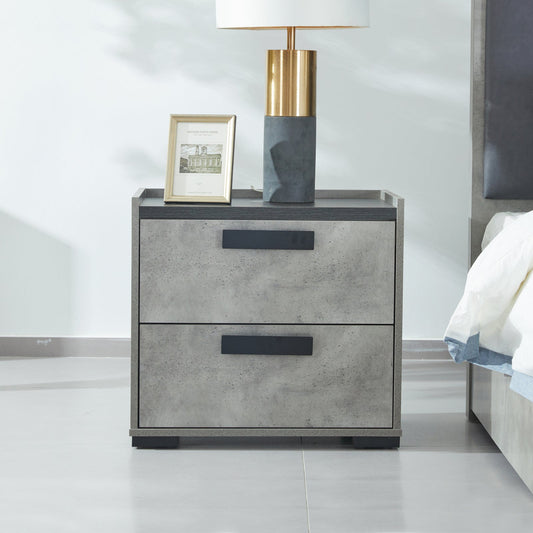 Copper 2 Drawers Wooden Bedside Table with Metal Handles