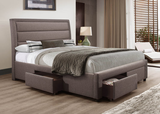 Megan Bed Light Grey Polyester Fabric