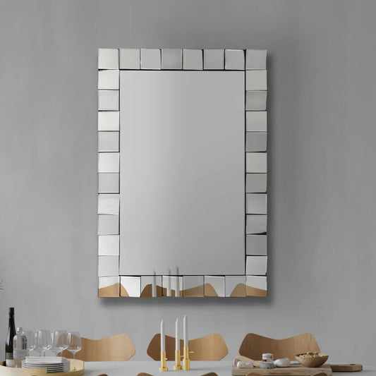 Rectangular Silver Wall Mirror with Versatile Hanging Options