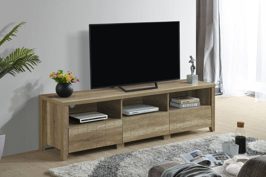 Cielo 3 Drawers MDF Natural Wood TV Cabinet with Wooden leg