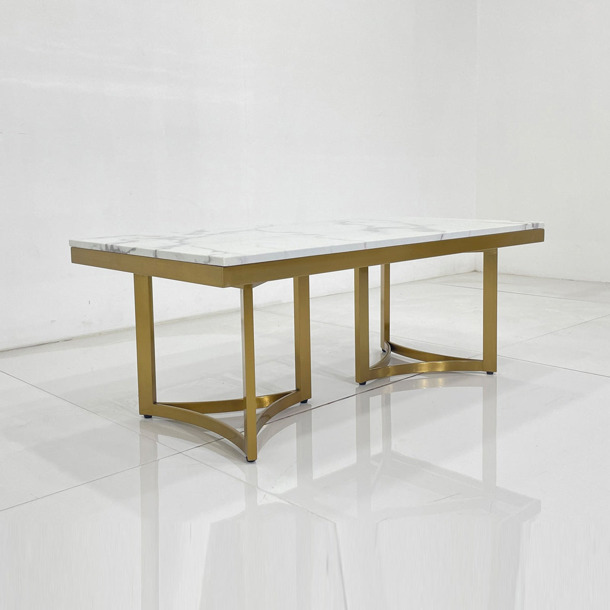 Fancy Coffee Table Stainless Gold Frame & Top Marble in White Colour