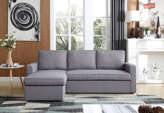 Yarra 2 Seater Sofa Bed with pull Out Storage Corner Lounge Set in Grey with Chaise