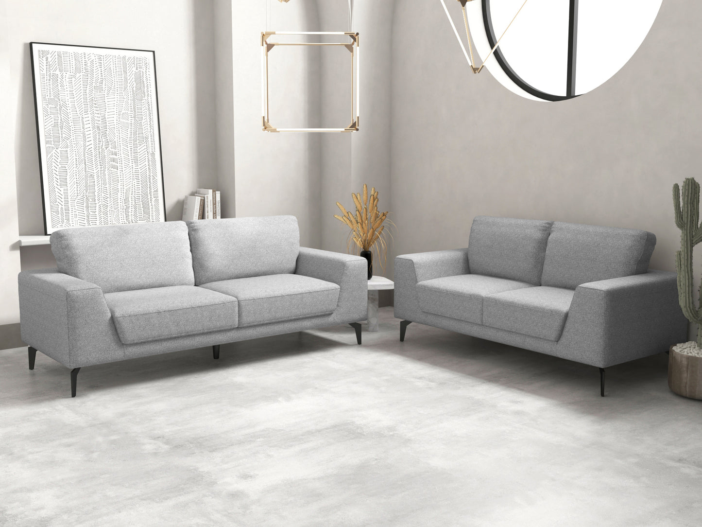 Hopper 3+2 Seater Sofa In Linen Fabric Light Grey Lounge