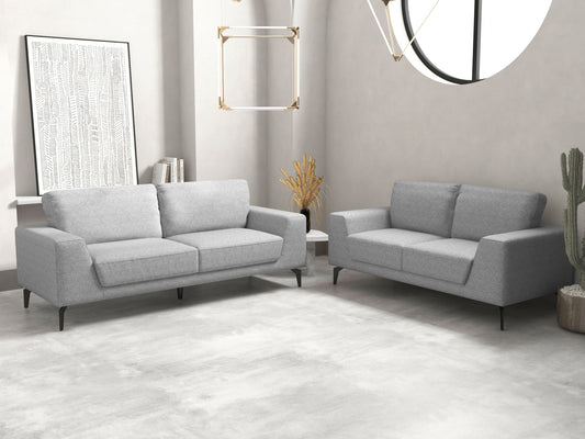 Hopper 3+2 Seater Sofa In Linen Fabric Light Grey Lounge
