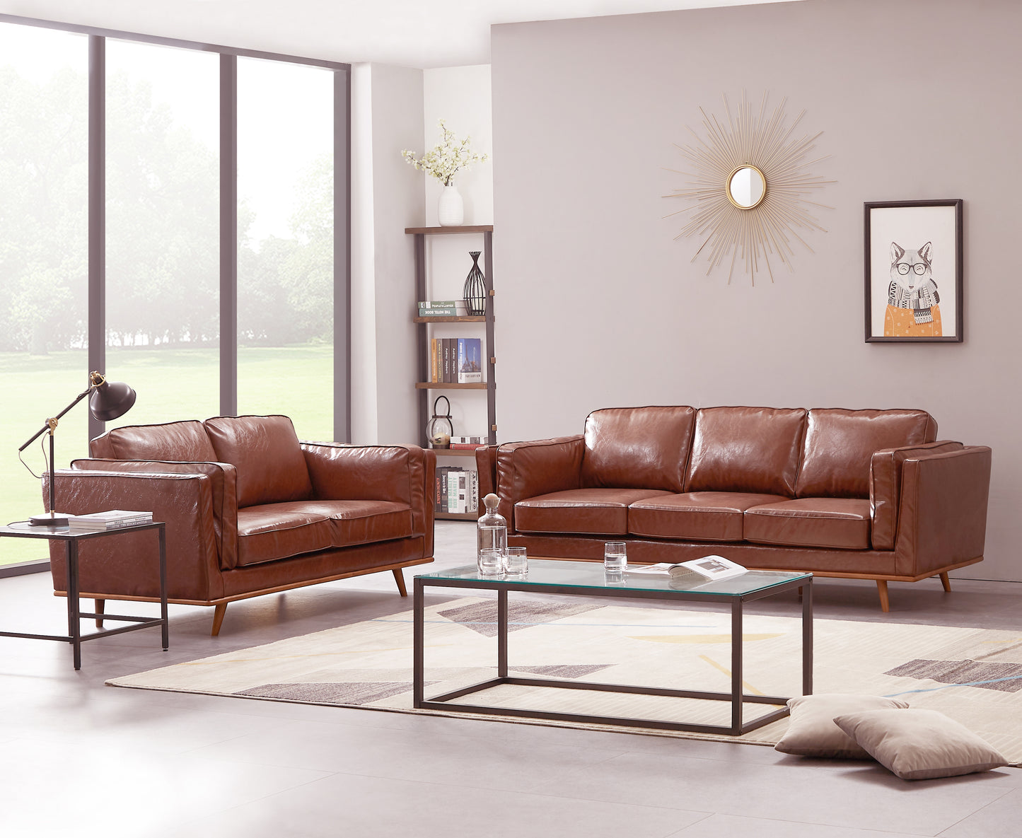 York 3+2 Seater Sofa Fabric Or PU Leatherette Lounge Set With Wooden Frame In Multiple Colour