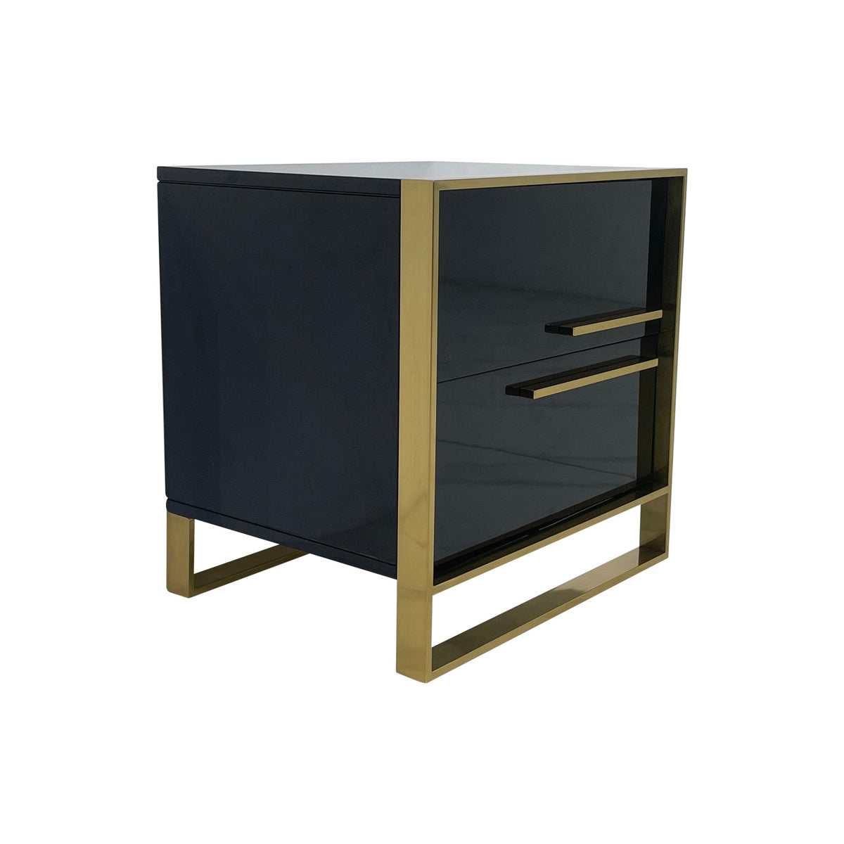 Dynasty Bedside Table with Stainless Steel Base