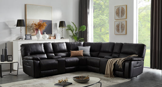 Genuine Dark Brown Leather 5 Seater Corner Sofa with 3 Electric Recliners Chester