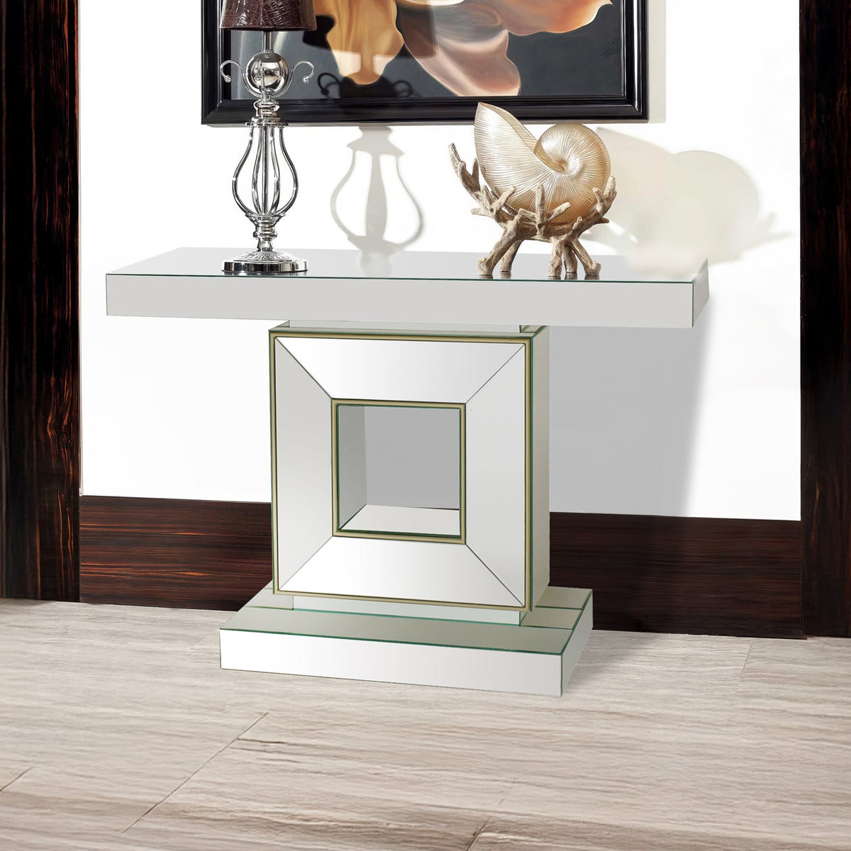 Cuba Hall Table Rectangular Shape & Mirror Attractive Base