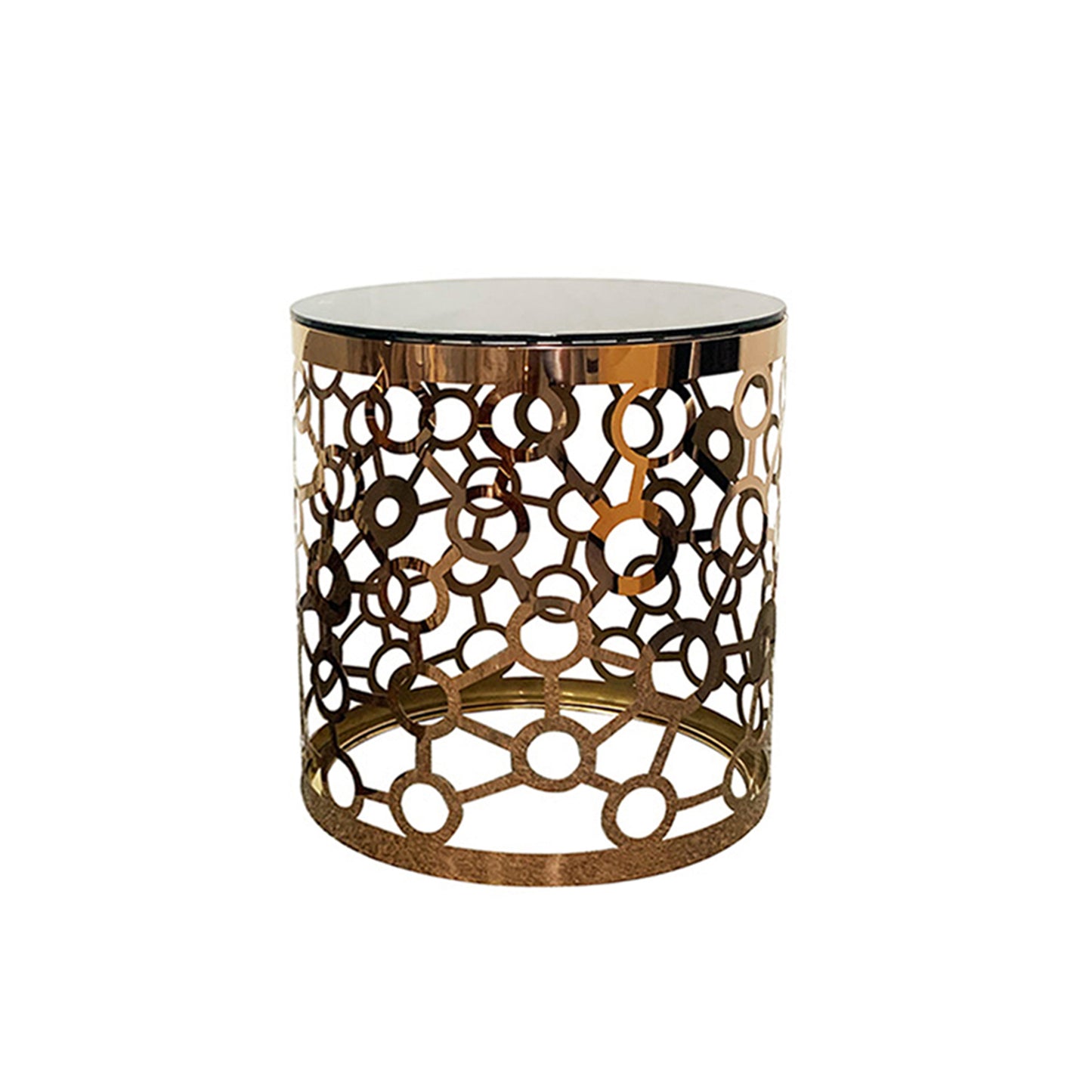 Round Lamp Table Glass Metal Electroplating Gold Nova