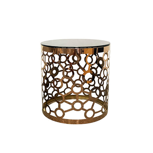 Round Lamp Table Glass Metal Electroplating Gold Nova