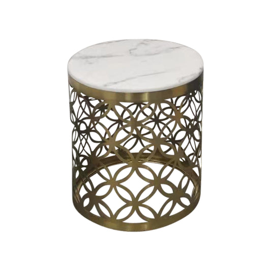 Troy Lamp Table with Faux Marble top Round Shape Electroplating Golden Base
