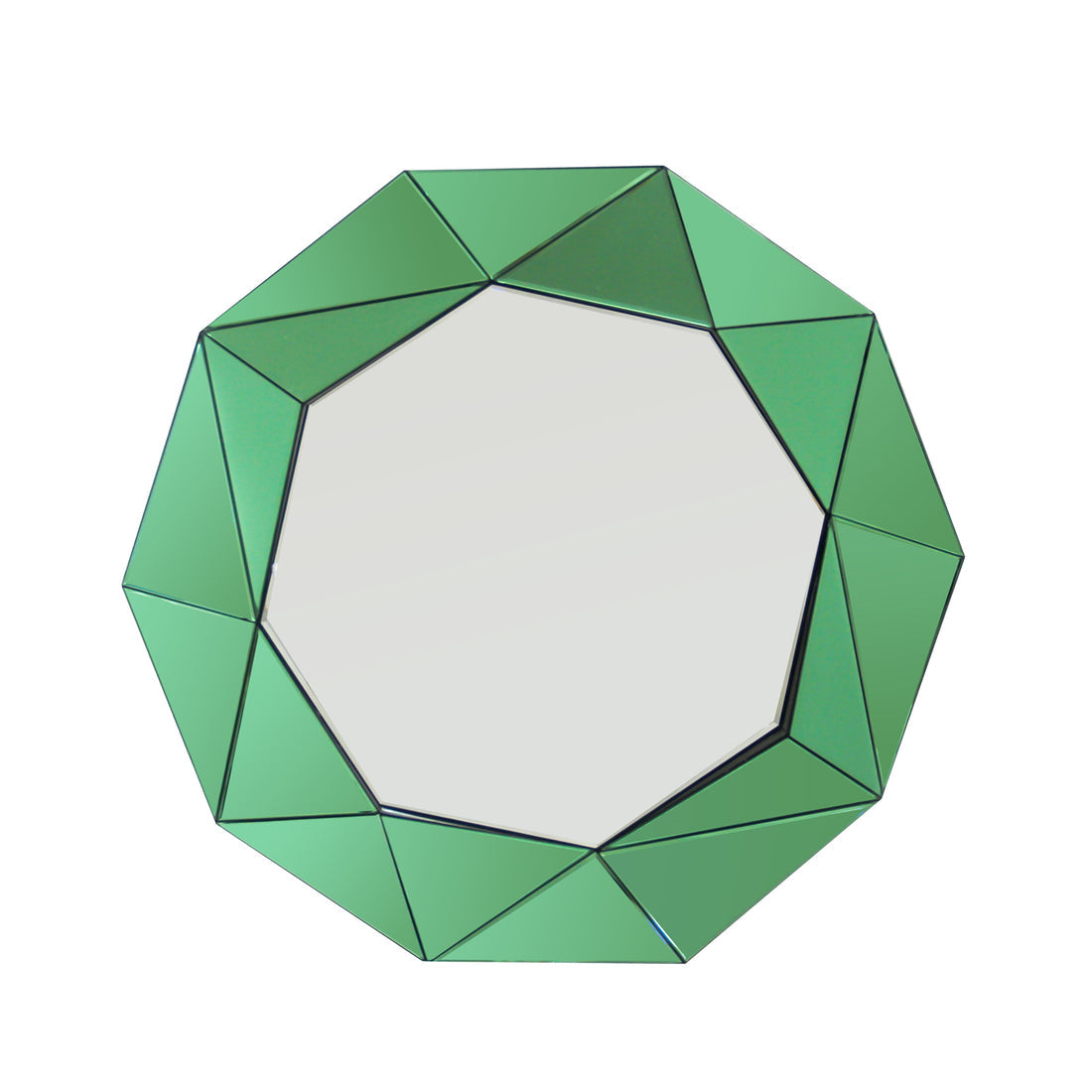 Glamorous Green Trigonometrical Wall Mirror Crafted with Premium Glass