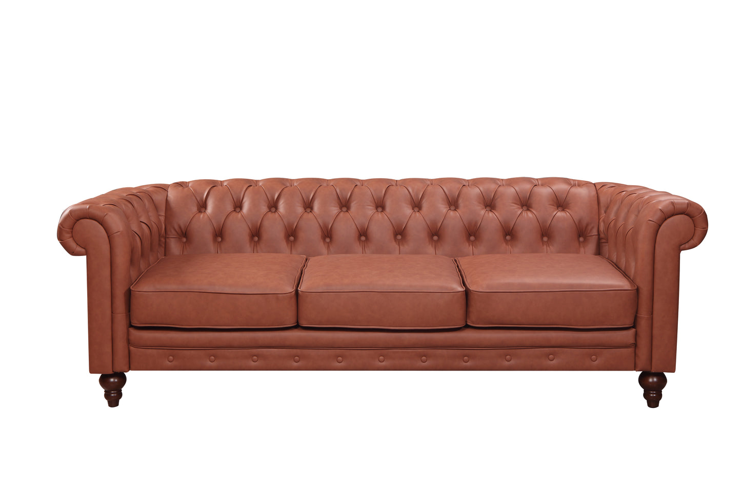 Madeline 3S Brown Colour Premium PU Leather Sofa