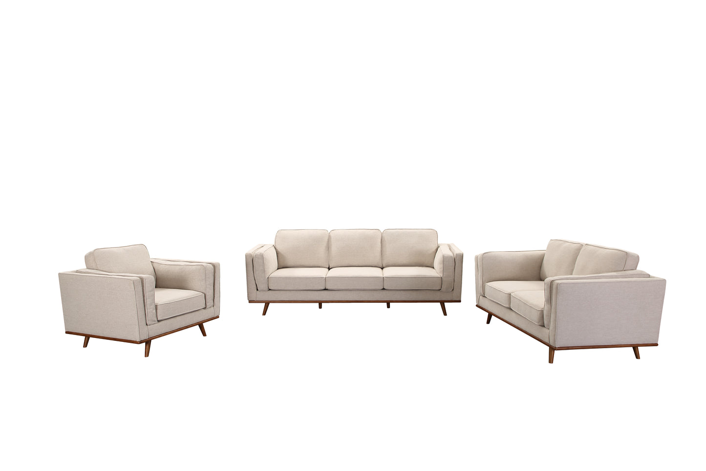 York 3+2+1 Seater Sofa Fabric or PU Leatherette Lounge Set with Wooden Frame in Multiple Colour