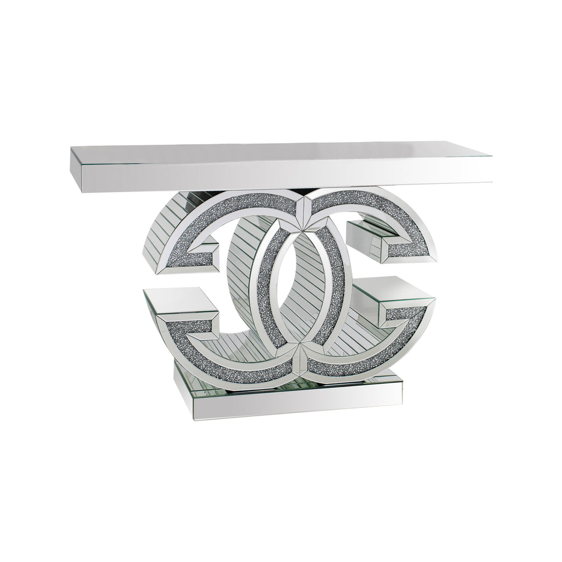 Gucci Silver Hall Table with Mirror and Crushed Acrylic Diamonds