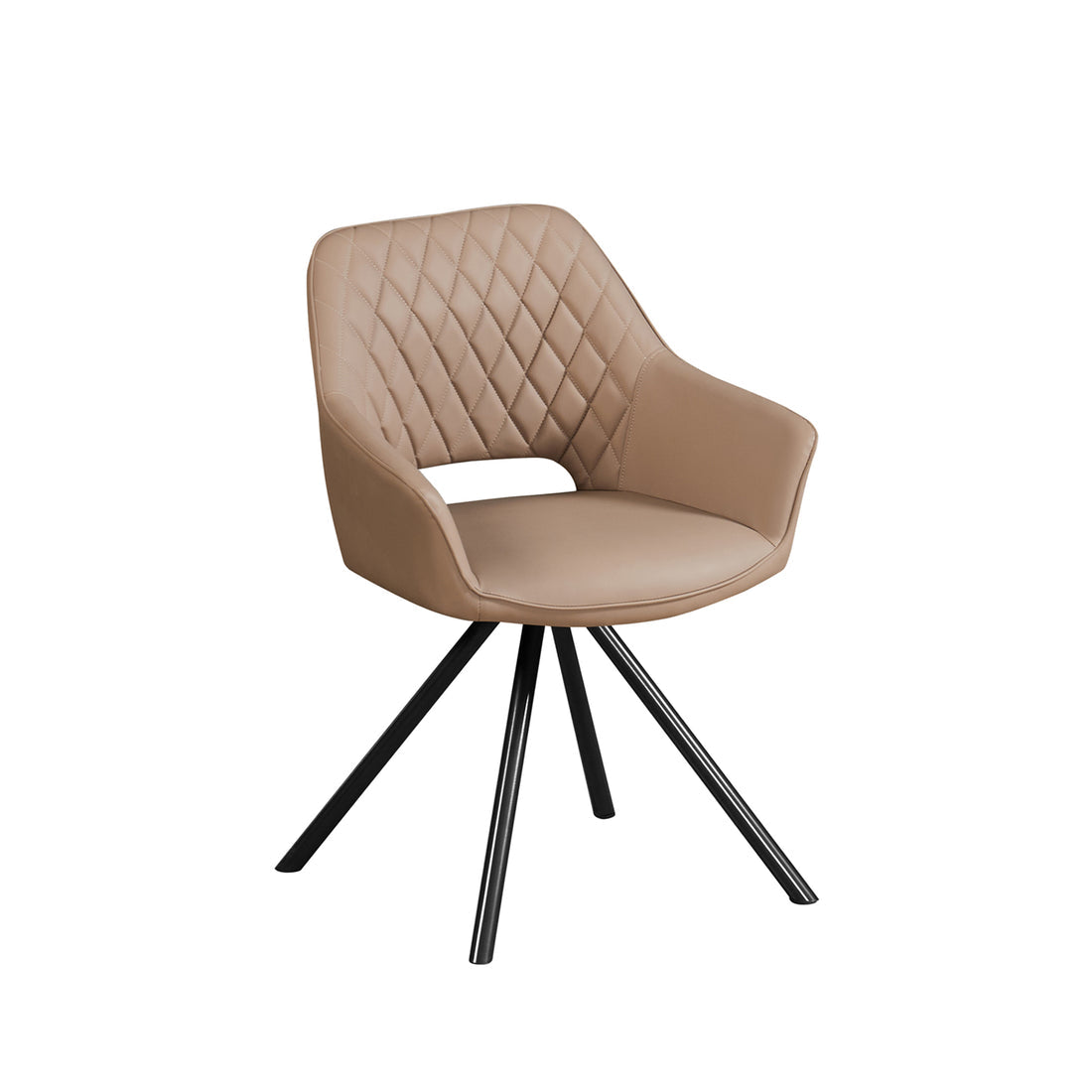 Lena Set of 2 PU Leather Swivel Dining Chairs – Padded Upholstery & Powder-Coated Metal Legs